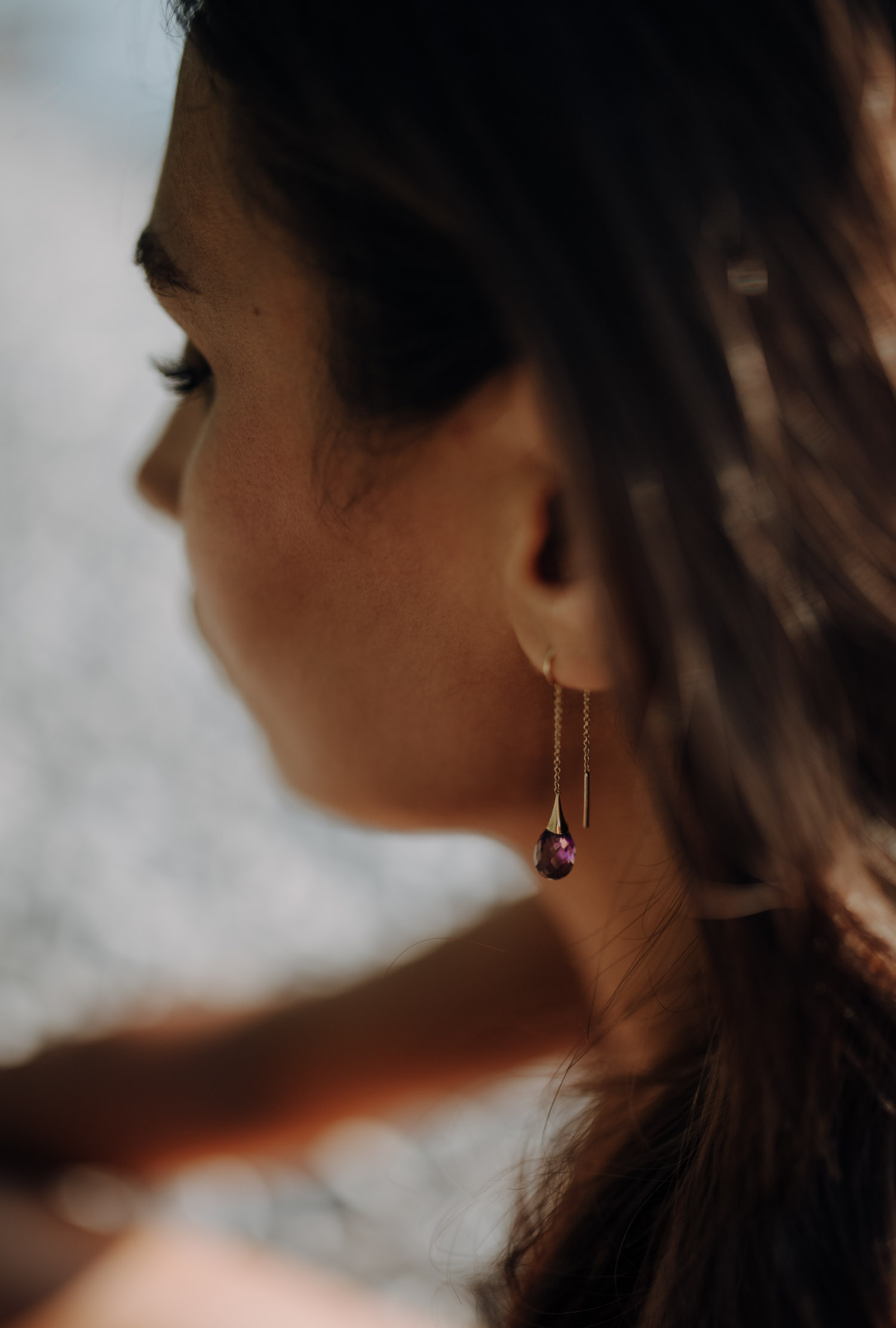 Boucles d'oreilles Shiva améthyste tiki or jaune 750 millièmes – Image 2
