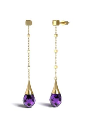 Boucles d'oreilles Shiva améthyste cube or jaune 750 millièmes