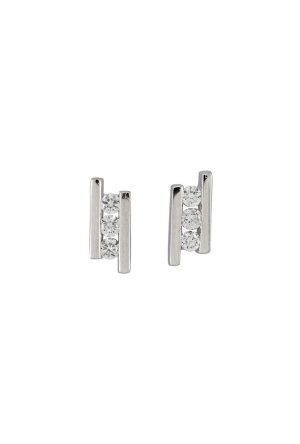 Boucles d'oreilles Trilogie diamants or blanc 750 millièmes