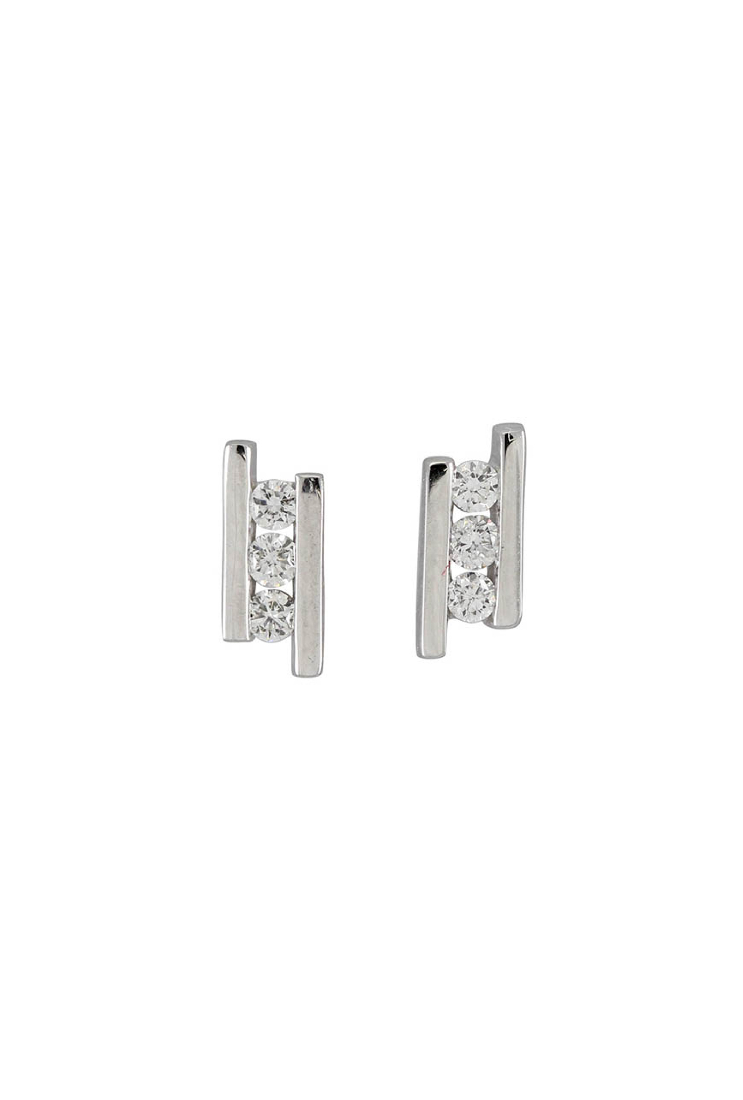 Boucles d'oreilles Trilogie diamants or blanc 750 millièmes