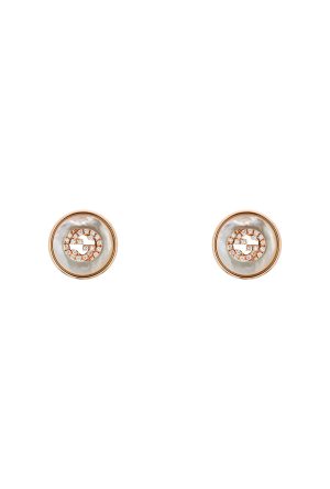 Boucles D'oreilles Gucci Joaillerie Interlocking or rose nacre diamants