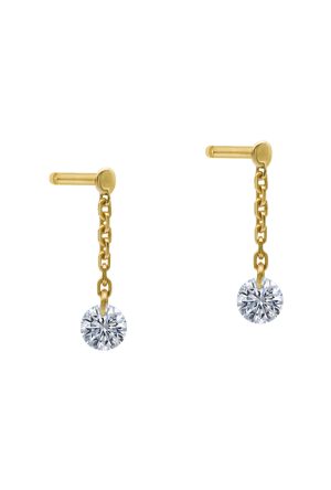 Boucles d'oreilles La Brune & La Blonde mini pendants 360° or jaune 750 millièmes diamants