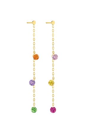 Boucles d'oreilles La Brune & La Blonde confetti rainbow or jaune 750 millièmes