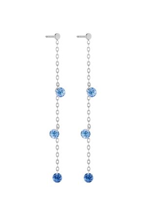 Boucles d'oreilles La Brune & La Blonde confetti saphirs bleus or blanc 750 millièmes