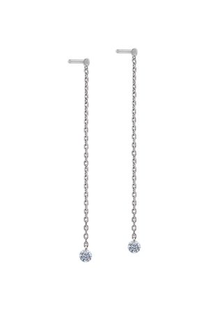 Boucles d'oreilles La Brune & La Blonde mini pendants 360° or blanc 750 millièmes diamants