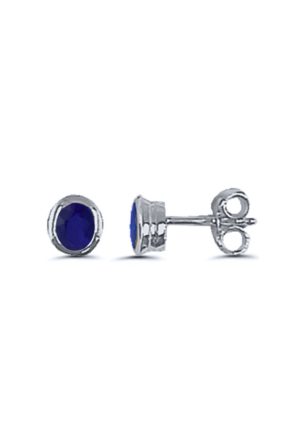 Boucles d'oreilles puces saphirs or blanc 750 millièmes