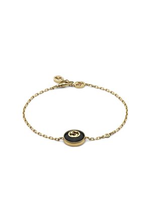 Bracelet Gucci Joaillerie Interlocking or jaune onyx diamants
