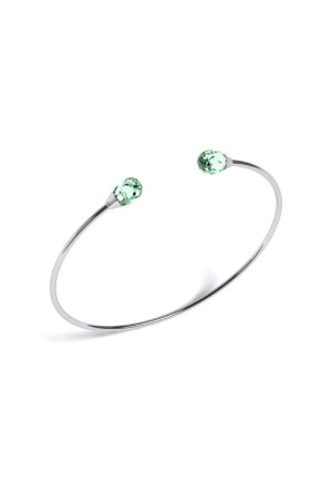 Bracelet Jonc Elixir Natura quartz vert toi et moi or blanc 750 millièmes