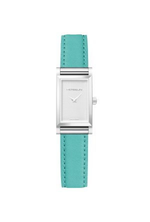 Bracelet Michel Herbelin Cuir Bleu Aquatique Boucle Ardillon  Acier Inoxydable