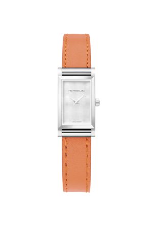 Bracelet Michel Herbelin Cuir Orange Boucle Ardillon  Acier Inoxydable
