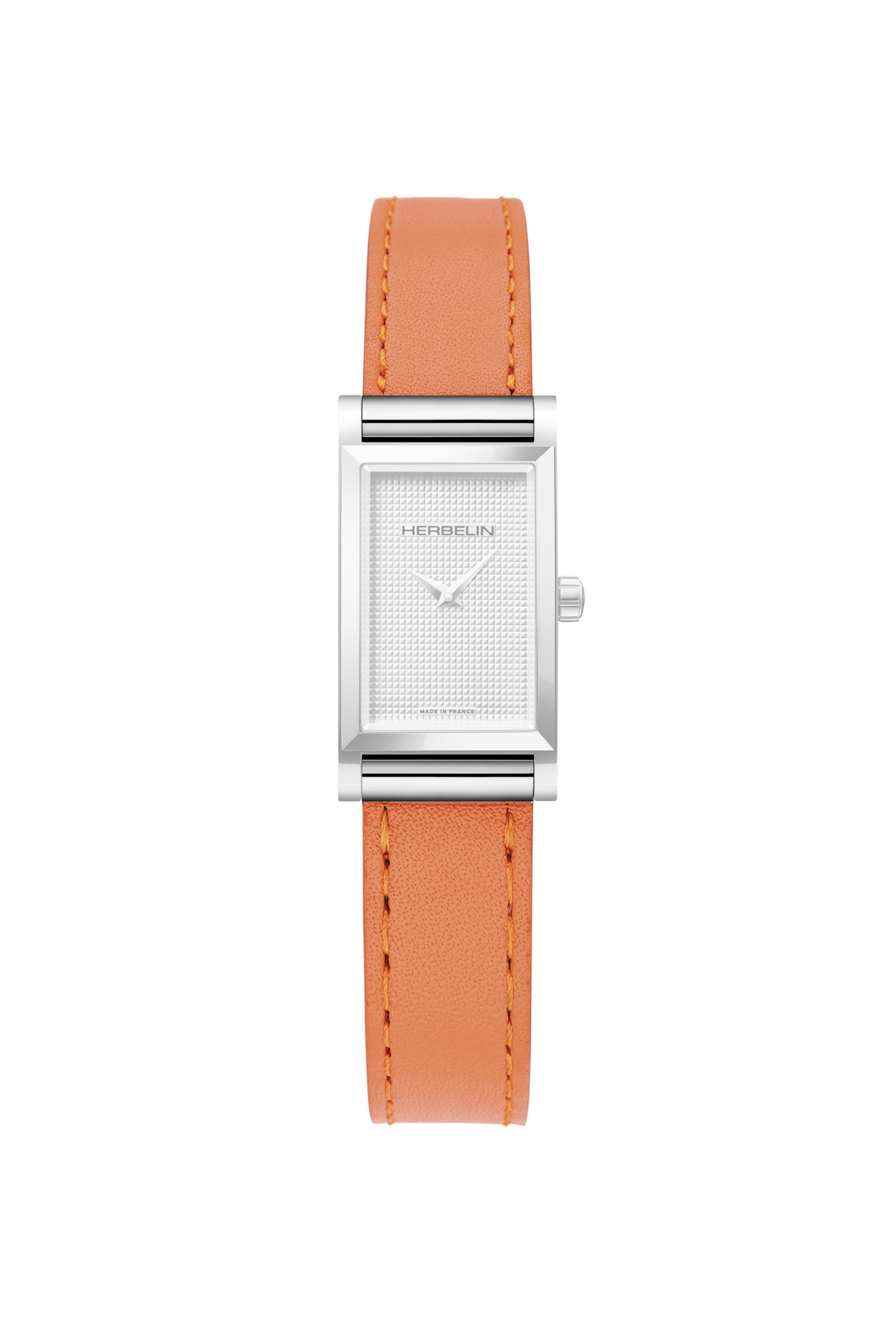 Bracelet Michel Herbelin Cuir Orange Boucle Ardillon Acier Inoxydable