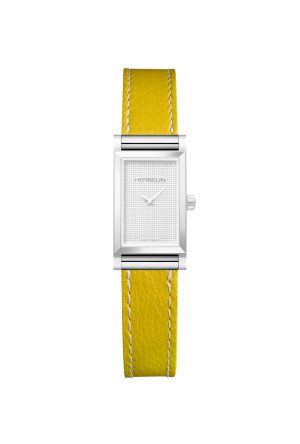 Bracelet Michel Herbelin Cuir Jaune Boucle Ardillon  Acier Inoxydable