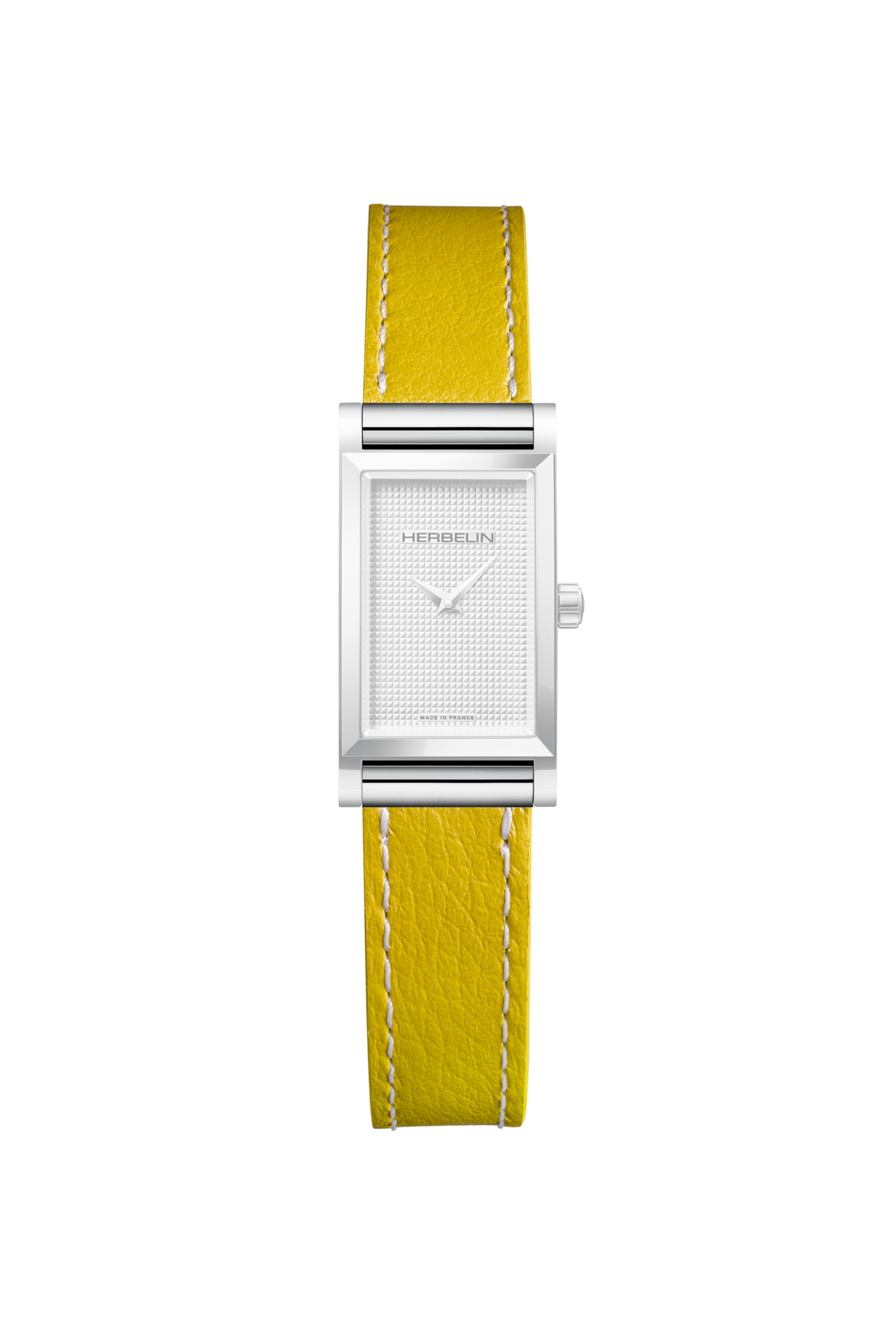 Bracelet Michel Herbelin Cuir Jaune Boucle Ardillon Acier Inoxydable