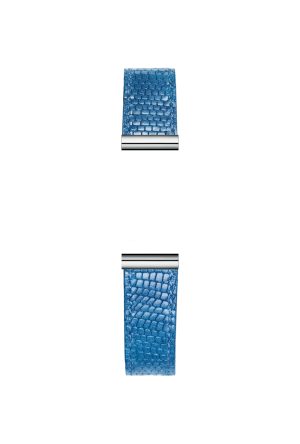 Bracelet Michel Herbelin Cuir Bleu Effet Lézard Brillant Boucle Ardillon  Acier Inoxydable