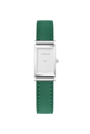 Bracelet Michel Herbelin Cuir Vert Boucle Ardillon  Acier Inoxydable