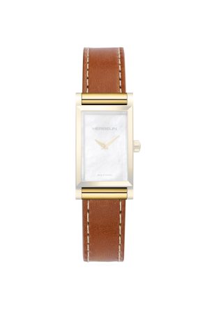 Bracelet Michel Herbelin Cuir marron Boucle Ardillon  Acier Inoxydable PVD Or Jaune