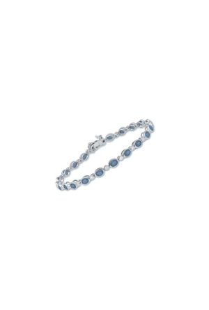 Bracelet Rivière saphirs diamants or blanc 750 millièmes