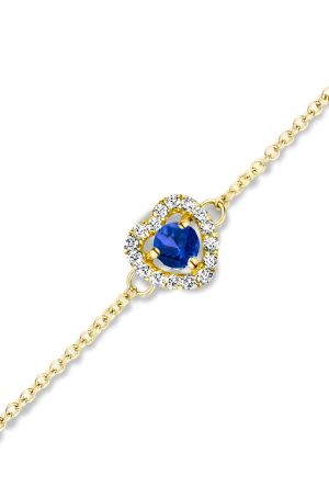 Bracelet Salina cœur saphir bleu One More joaillerie or jaune 750 millièmes