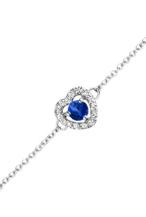 Bracelet Salina saphir bleu coeur One More joaillerie or blanc 750 millièmes