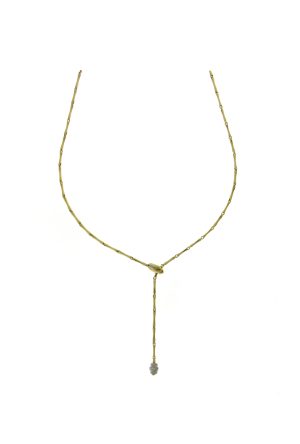 Sautoir bamboo or jaune 750 millièmes diamants Chimento