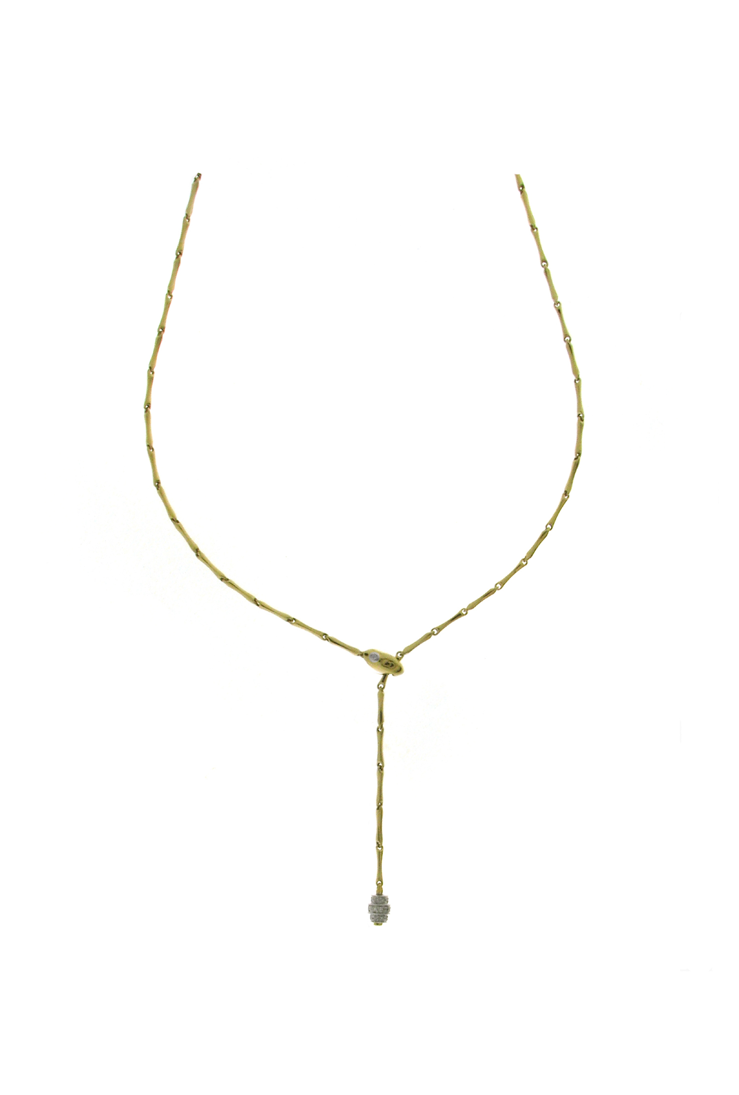 Sautoir bamboo or jaune 750 millièmes diamants Chimento
