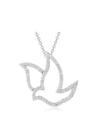 Collier Colombe diamants or blanc 750 millièmes