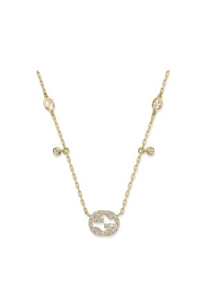 Collier Gucci Joaillerie Interlocking or jaune diamants