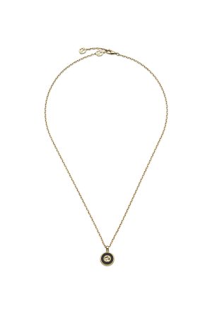 Collier Gucci Joaillerie Interlocking or jaune onyx diamants