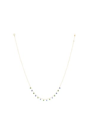 Collier La Brune & La Blonde Confetti Rio Saphirs Bleus Tsavorites Or Jaune