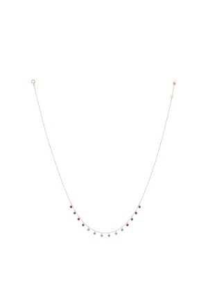 Collier La Brune & La Blonde Confetti Venise Or Rose Saphirs Bleus Saphirs Roses Rubis