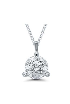 Collier Diamant serti 3 griffes or blanc 750 millièmes