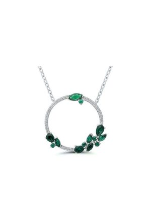 Collier Jardin d'Eden émeraudes diamants or blanc 750 millièmes