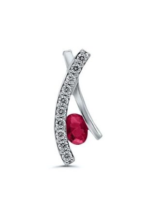 Collier Lien rubis diamants or blanc 750 millièmes