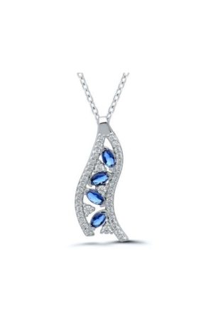 Collier Rosaline saphirs diamants or blanc 750 millièmes