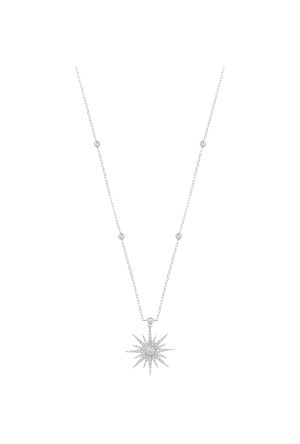 Collier Soleil Djula or blanc diamants