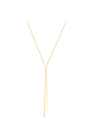Collier Y Pendant double chaine tube or jaune 750 millièmes