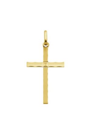 Croix Facettée or jaune 750 millièmes Augis grand Modèle