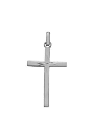 Croix lapidée or blanc 750 millièmes Dejean