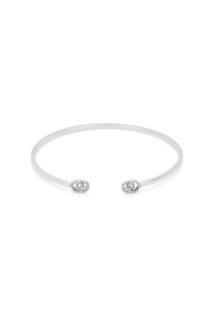 Jonc Gucci Joaillerie double G or blanc diamants