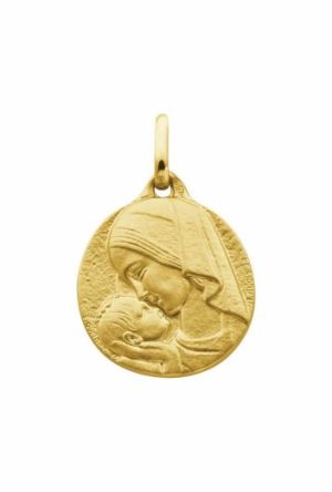 Médaille Vierge à l'enfant or jaune 750 millièmes Augis