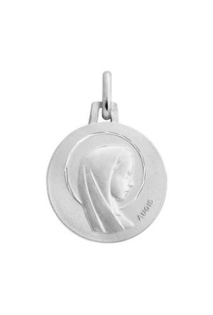Médaille Vierge Marie Auréolée or blanc 750 millièmes Augis