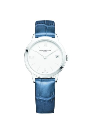 Montre Baume Et Mercier Classima Quartz Cuir Bleu Alligator