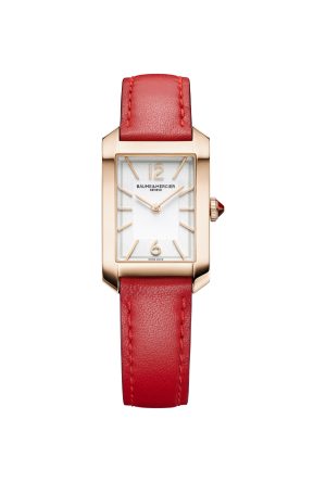 Montre Baume Et Mercier Hampton quartz cuir rouge