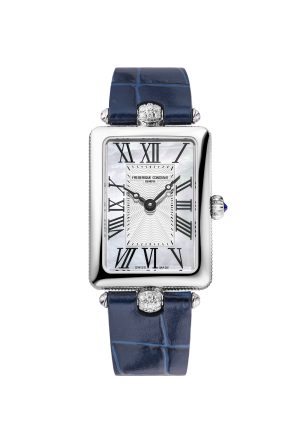 Montre Frédérique Constant Carrée Classique Lady Quartz Cuir Bleu