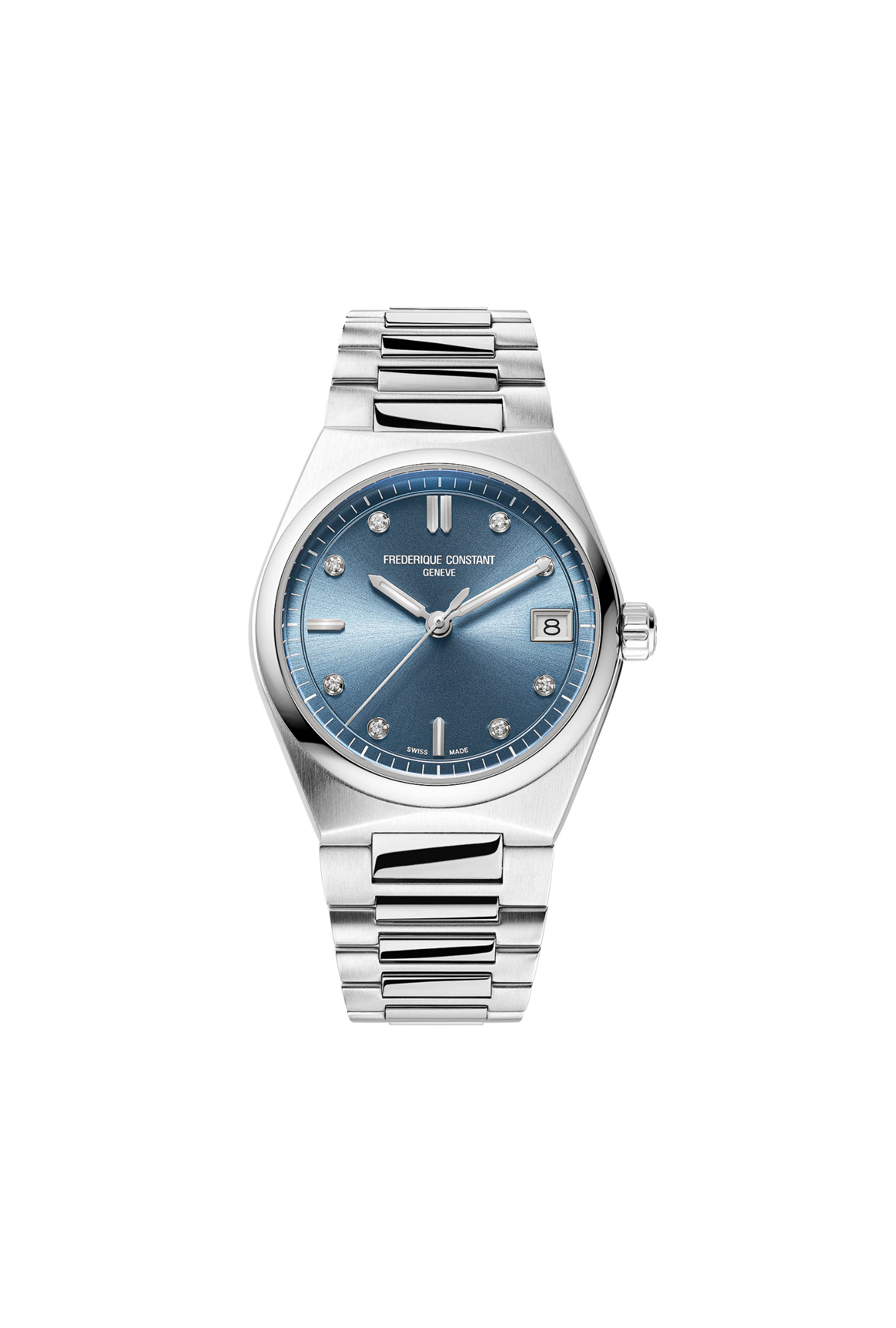 Montre Frédérique Constant Highlife Quartz Bleu Acier Inoxydable Diamants