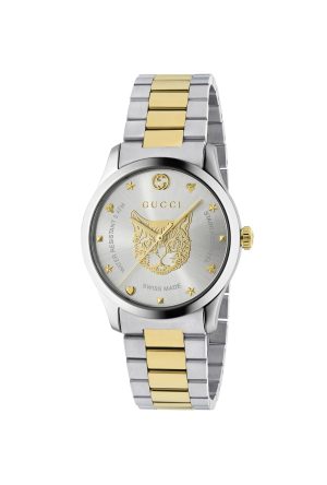 Montre Gucci G-Timeless Quartz Acier Inoxydable PVD Or Jaune Félin