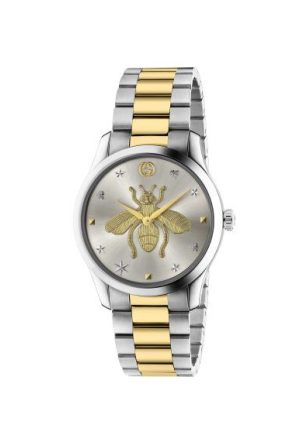 Montre Gucci G-Timeless quartz acier inoxydable PVD or jaune Abeille