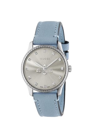 Montre Gucci G-Timeless cuir bleu quartz acier inoxydable