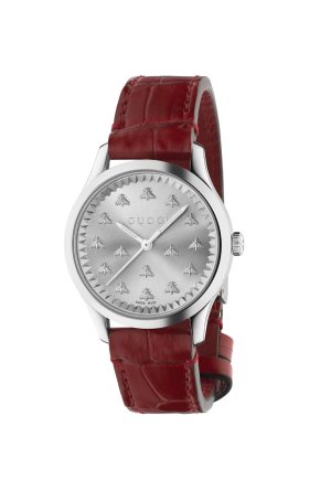 Montre Gucci G-Timeless Cuir Alligator Rouge Quartz Acier Inoxydable