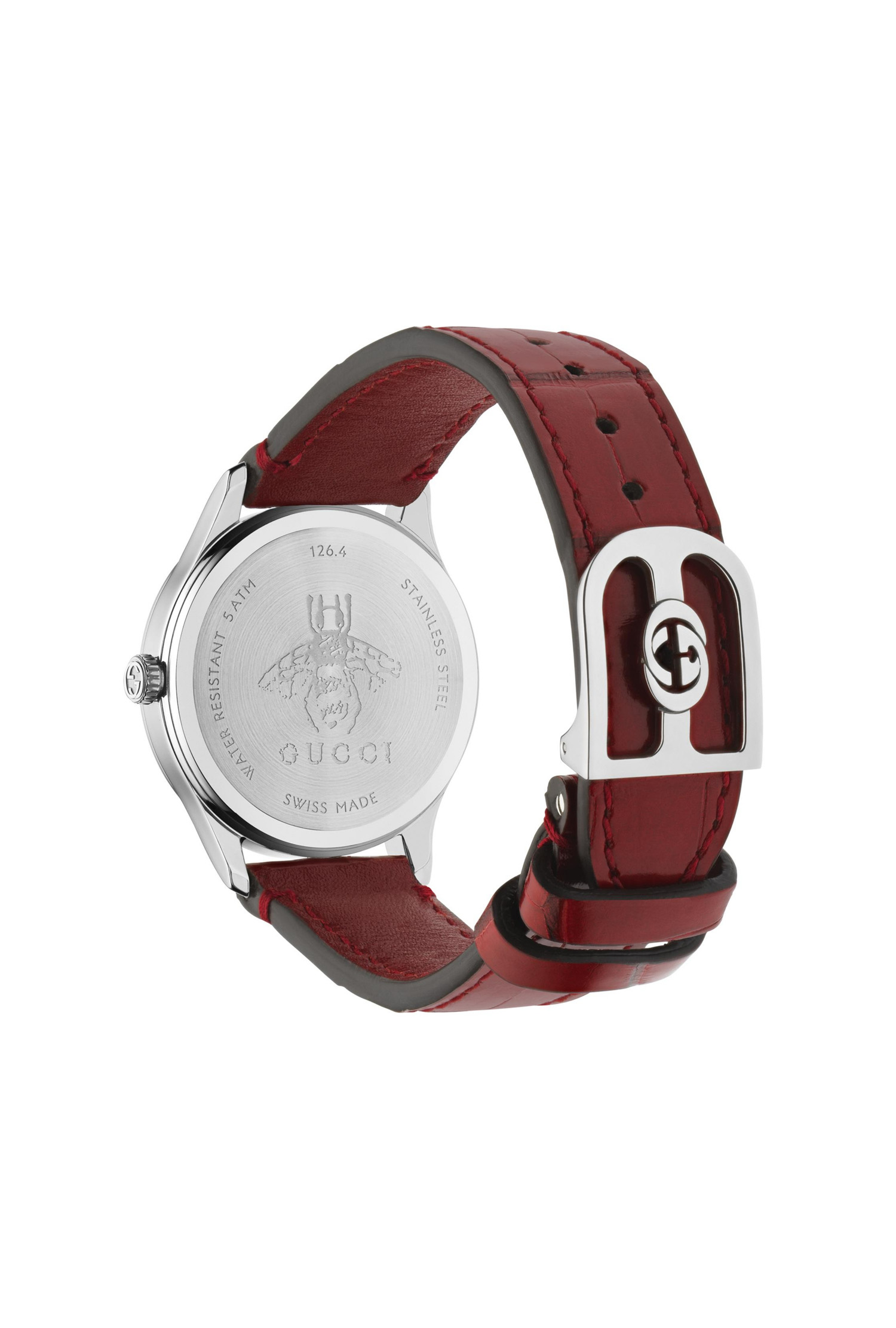 Montre Gucci G-Timeless Cuir Alligator Rouge Quartz Acier Inoxydable – Image 3